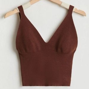 Solid Crop Knit top in Size Small (Brown)